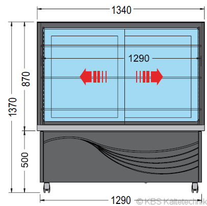 KBS Panoramavitrine Karina 136 - Skizze bedienerseitig