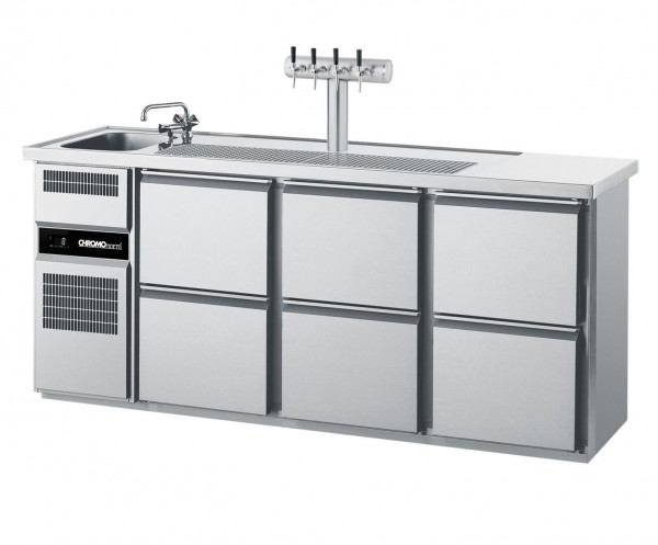 Chromonorm Getränketheke CGTM731L81-2/2/2 mit 1 Becken Links  - 6 Züge 