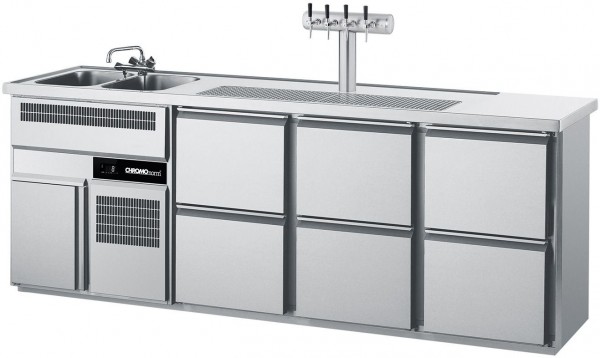 Chromonorm Getränketheke CGTM732L81-2/2/2 mit 2 Becken - 6 Züge