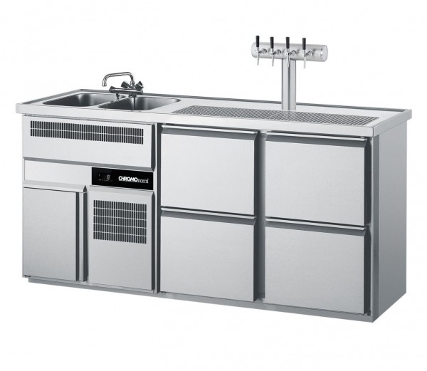 Chromonorm Getränketheke CGTM722L81-2/2 mit 2 Becken - 4 Züge
